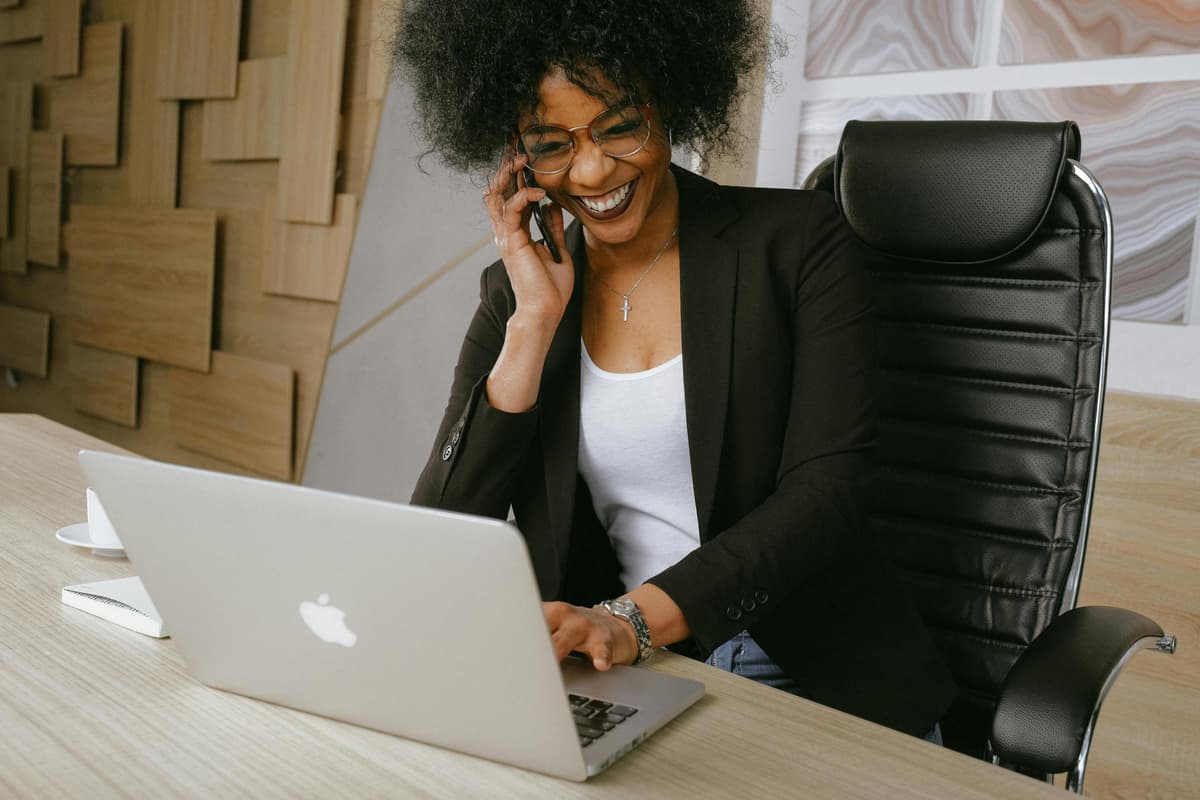 Person working at a home office desk